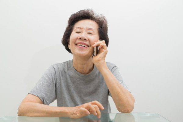 old women with mobile
